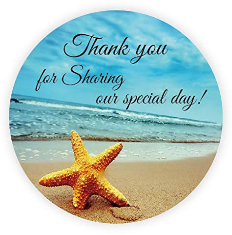 100 Thank You for Sharing Our Special Day Sticker,Ocean Themed Wedding Favour Stickers,Beach Starfish Envelopes Seals,Mason Jar Labels,Sweet Box Favour Labels,Homemade Cards Favours Labels -UNI 311