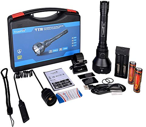 TrustFire T70 Kit Lampe Torche Tactique 2300 Lumens, Lampe de Poche Rechargeable Ultra lumineuse, Lampe Torche Étanche, Portée de 1000 Mètres, Pour Camping Randonnée Urgence Militaire Chasse
