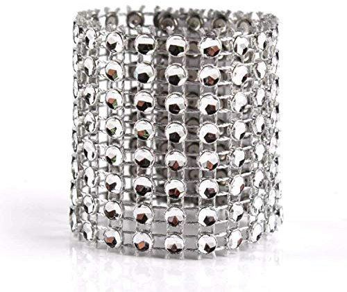 Trimming Shop Glitzernd Servietten Ringe Strass Optik Servietten Wrap Halter für Bankette, Hochzeiten, ESS, Weihnachten, Partys, 13cm x 4cm - Silbern