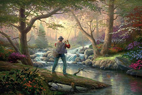 Man fishing in the woods - Jigsaw Puzzles For Adults 1000-Piece Diy Puzzle Kids Wooden Toys