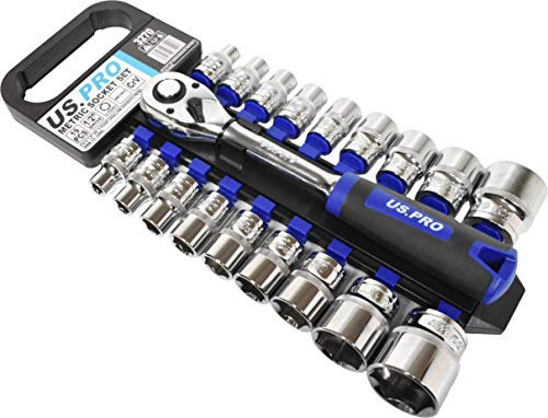 Metric Socket Set 19pc 1/2 Inch Drive Sockets Ratchet 8mm to 32mm US PRO 3270