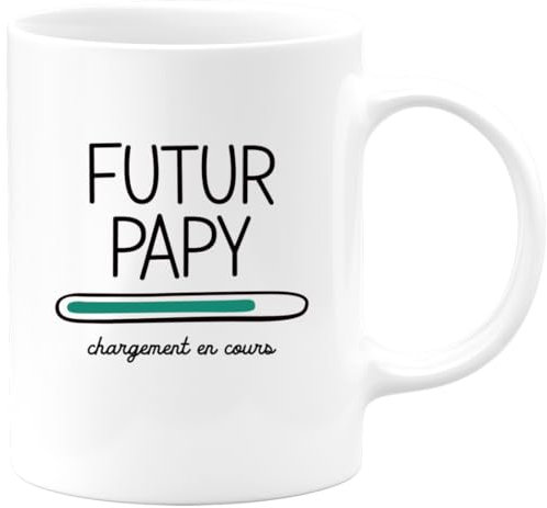 quotedazur - Mug Futur Papy 2024 Chargement En Cours - Cadeau Futur Grand-Père - Surprise Annonce Grossesse Garçon/Fille Naissance Bébé