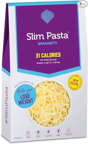 Eat Water Slim Spaghetti No Drain – Konjac Low Carb Pasta Alternative, Gluten Free, Fat Free, Vegan & Keto Friendly Shirataki Spaghetti, High Fibre, Ready to Eat Healthy Meal 200g (Pack of 5)