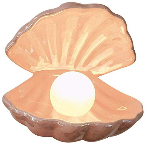 Yebobo Lampe de chevet en céramique avec perles de coquillage Rose