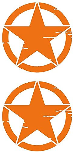 Set di 2 adesivi Stella Militare vintage distrutta US Army 4x4 fuoristrada varie misure e colori (Arancione, 4 cm)