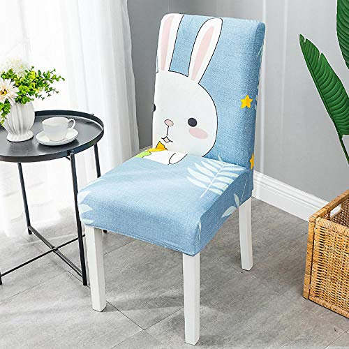 ZZDXL Stuhlhussen 2Er Set Blauer Hase Stuhlhusse Stretch,Elastischer Stuhlbezug Abnehmbare Waschbar Stuhlbezug Langlebig Universal, für Esszimmer, Hotel, Bankett, Hochzeit, Partys Deko