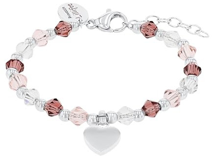 Prinzessin Lillifee Armband Edelstahl Mädchen Kinder Armschmuck, mit Glas, 12+2 cm, Silber, Herz, Kommt in Schmuck Geschenk Box, 2034005