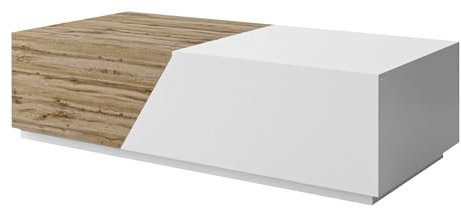 Mirjan24 Ausziehbarer Couchtisch mit Behälter Nesezi, Stylischer Kaffeetisch, Sofatisch, Tee Tisch, Wohnzimmertisch, Kaffeetisch, Beistelltisch (Wotan/Weiß)