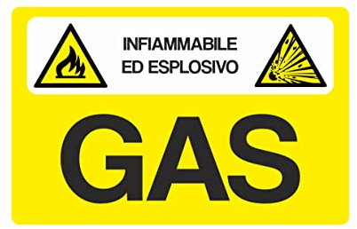 NEW CARTELLO SEGNALETICO - Infiammabile ed esplosivo-Gas - Adesivo Extra Resistente, Pannello in Forex, Pannello In Alluminio (ADESIVO 20X31 cm)
