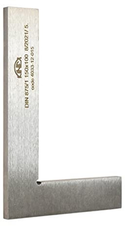KINEX Schlosswinkel (150x100 mm) - L-förmiges Lineal aus massivem Werkzeugstahl - Klasse 1 nach DIN 875 - 0,018 mm Rechtwinkligkeit - Silber