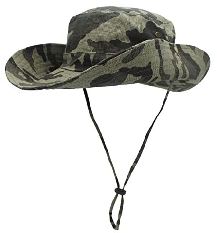Magracy Chapeau de soleil camouflage UPF50+ à large bord avec protection UV pour homme, vert militaire, Taille unique