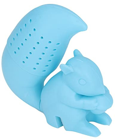 Teefilter in Eichhörnchenform, Süßes Eichhörnchen-Silikon-Tee-Ei, Lose Blatt-Teesieb-Getränkezubehör für Teetrinker(Blau)