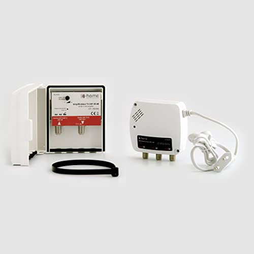 D-Home - Kit Amplificateur TV Extérieur TNT à 2 Sorties TypeF - Améliorez Votre Réception Jusqu'à 40dB - Solution Clé En Main pour Amplifier Votre Signal TNT