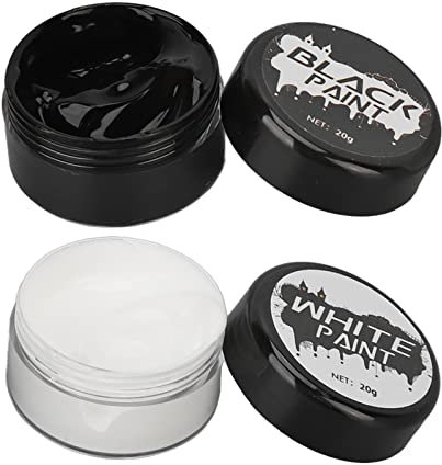 Halloween Cosplay SFX Maquillaje Negro Blanco Cara Pintura Corporal Efectos Especiales Kit de Maquillaje Vestir Kits de Pintura Facial para Adultos Cobertura Completa Pintura Facial DIY Fiestas Temáti