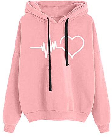 GZYshoyao Damen Jogging Bedrucktes Damen-Sweatshirt mit Kapuze, , langärmelig, mit Kordelzug, Dickes Blusentop Damen Pullover Flieder