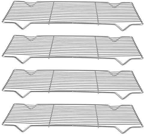KEILEOHO 4PCS Cake Cooling Rack, 31 x 20 x 1.5cm Stainless Steel Oven Grill Racks for Baking Cake Cookie
