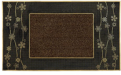 JVL Daisy PVC Pin Scraper Doormat, 45x75cm, Gold