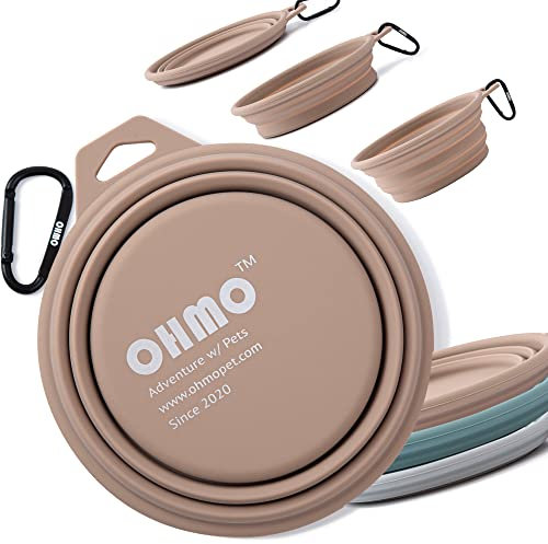 OHMO 1 Pièce Gamelle Chien Pliable Portable, Gamelle de Voyage pour Chien et Chat, Beige