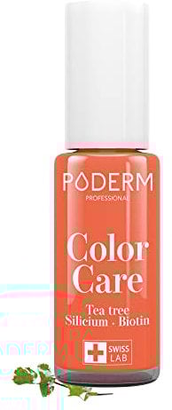 PODERM - TEEBAUM-NAGELLACK COLOR CARE Mango - verbessert das Aussehen für die gelbe oder brüchige Nägel - 2 IN 1 PFLEGE - Hergestellt in der Schweiz