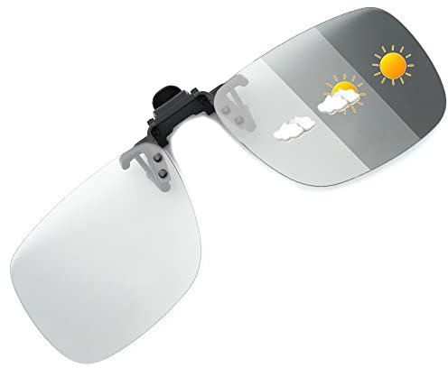 JM Polarisierter Clip auf photochrome Sonnenbrille Rahmenlose Flip Up Linse für verschreibungspflichtige Gläser Grau