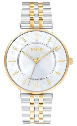 Joop! Armbanduhr Damen Quarzuhr Analog, mit Edelstahl Armband, Bicolor, 5 bar Wasserdicht, End of Life System, Kommt in Uhren Geschenk Box, 2033711