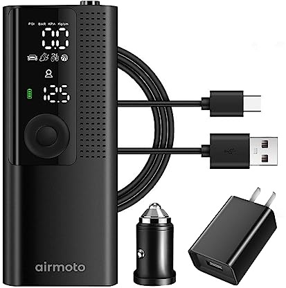 Airmoto and Power Kit Bundle Deal - 1 Bundle - Tire Inflator Portable Air Compressor with Power Kit for Charging at Home and on The Road - Cordless Air Pump for Car Tires, Motorcycle, Bicycle