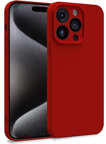 MyGadget Cover per iPhone 15 Pro - Custodia in Silicone Morbido a Doppio Strato – Case con Protezione Fotocamera & Fodera Interna Antigraffio - Rosso
