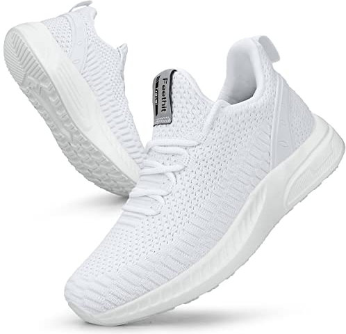 Feethit Damen Laufschuhe Turnschuhe Sportschuhe Sneaker Leichtgewichts Atmungsaktiv Walkingschuhe Outdoor Fitness Jogging Sportsschuhe 38 Weiß
