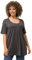 Ulla Popken Damen, Zierfalten, A-Linie, Rundhals, Halbarm, Modal T-Shirts, Graphitgrau, 42-44