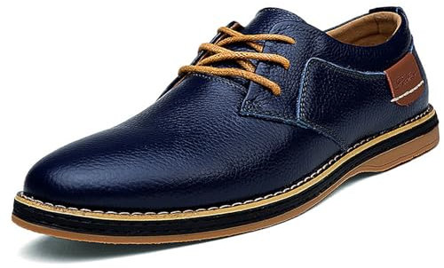 Meik Mangni Herren Anzugschuhe Klassische Derby Schnürschuhe Moderne Business Schuhe Oxford Hochzeit Schuhe Freizeit Schnürhalbschuhe,Blau,Gr.46 EU=Sohlengröße 47EU