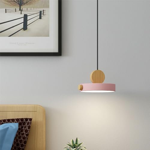 Mengjay Moderne Pendelleuchte LED Pendellampe,LED Hängeleuchte Esstisch Pendelleuchte Holz 3000-6000K,Hängelampe Höhenverstellbar für Wohnzimmer Schlafzimmer Büro Esszimmer (Rosa)