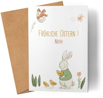Kiddle-Design Personalisierte Osterkarte mit Namen & Text – Ostermotiv mit Hase Klappkarte für Ostergrüße Karte zu Ostern Oster Grußkarte