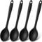tiokin Lot de 4 cuillères en silicone anti-adhésives - Cuillères de service en silicone - Cuillères à mélanger pour la cuisine - Cuisson - Mélangeur - Noir