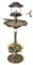 COSTWAY Vogeltränke mit Solarleuchte, Blumentopf, Vogelfutterhaus & befüllbarem Ständer, Vogelfutterstation Retro, Futterspender Vogelfutterspender, Wildvögel Vogelbad Garten, Ø43x110cm (Bronze)