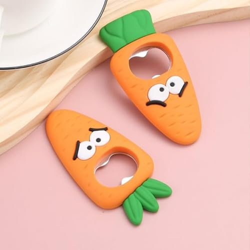 2 Pieces Bottle Openers Pack Bulk Beer Bottle Opener Refrigerator Magnet Beer Bottle Opener Suitable for Outdoor Camping, Kitchen, Bar, Restaurant(Panda, Carrot)
