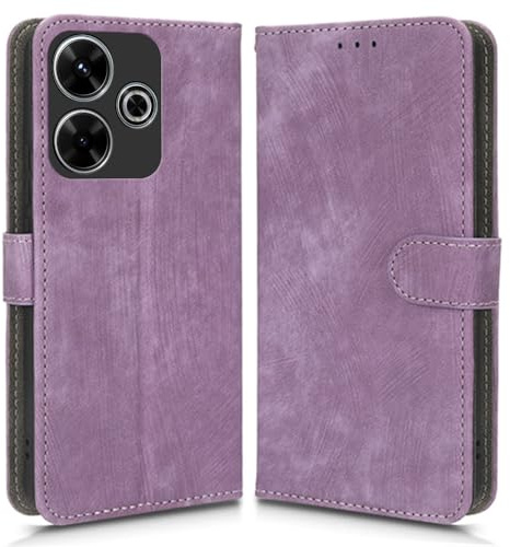 Hülle Kompatibel mit Xiaomi Poco M6 4G(Not fit 5G), RFID-Blockierung, Magnetisches Flip-Leder, Stoßfeste Schutzabdeckung mit Kartenfächern und Ständer