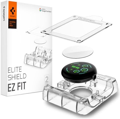Spigen Eliteshield EZ Fit Schutzfolie kompatibel mit Google Pixel Watch 3 45mm, 2 Stück, Positionierhilfe für Installation, Anti-Kratzer, EPU-Folie