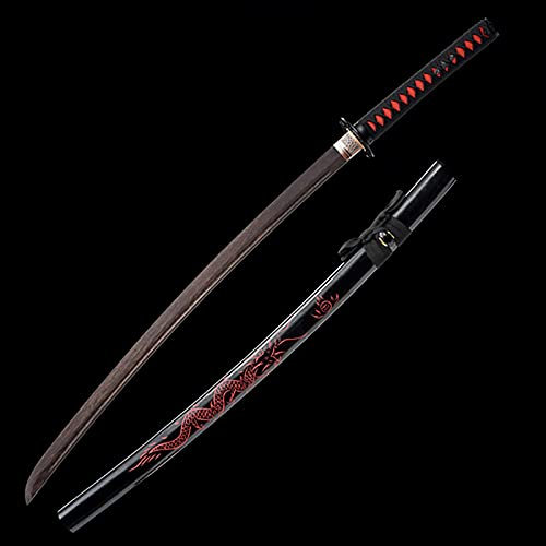 HJHUUA Natürliches Palisander-Katana,handgefertigtes Samurai-Schwert aus Holz mit Scheide,103 cm Bokken für Ausstellung,Cosplay,Sammlung,Kendo-Training