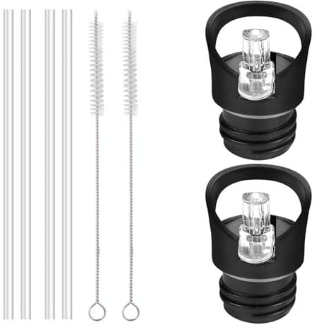 FSWWSF Bouchon Gourde 2 Pack Bouchon Gourde Isotherme Bouche Standard Bouteille d'eau Straw Lid Couvercle de Remplacement avec Paille Bouteille d'eau de Sport Accessoires