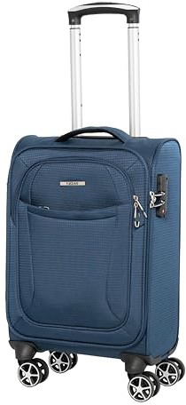 NOWI California 360° Drehbarer Koffer - TSA-Zahlenschloss, Teleskopgestänge, 8 Rollen, Adressfeld (Navy, 55 cm M)