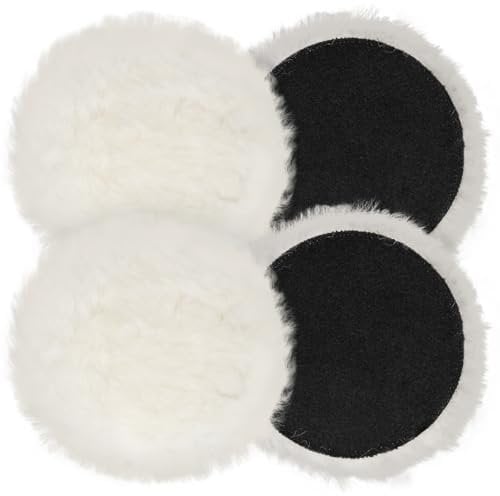 Polieraufsatz Kompatibel mit Bosch Exzenterschleifer, BESPOTCL 4pcs 125mm Lammwolle Polierscheiben Polierpads Polierhauben für Exzenterschleifer mit Klett für Auto, Autoscheinwerfer, Korkböden usw.