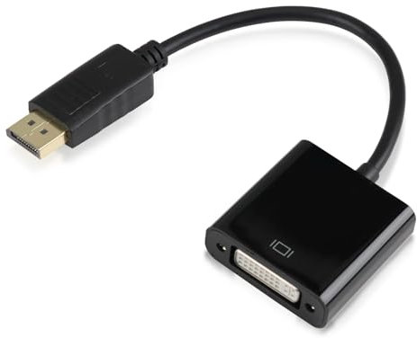 brileze Adaptador DisplayPort a DVI chapado en oro DP a DVI macho a hembra 24+5, convertidor de cable compatible con 1920 x 1080 @ 60 Hz, Full HD para Lenovo Dell, HP y otras marcas de monitores de