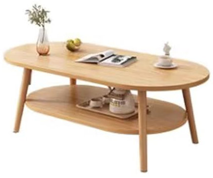 SYASDFG 2-Tier Oval Coffee Table,Modern Coffee Table, Leisure Coffee Table with Storage Shelf,Centre Table for Living Room,for Living Room,Small Space