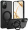 Tawarror Cover Magnetica per Honor 200 Pro, Compatibile con MagSafe, Traslucida Opaca Custodia per Honor 200 Pro con Supporto, PC Posteriore Anti-Graffio TPU Case, Nero ﻿ ﻿