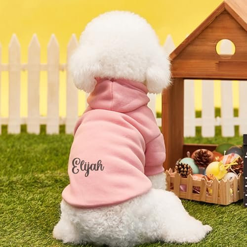 Keruidian Personalisierter Hunde Kapuzenpullover - Namens-Haustier-Kapuzenpullover - Personalisiertes Hunde-Sweatshirt - Welpenkleidung - Personalisierte Hundekleidung - Outdoor-Hundemantel (S)