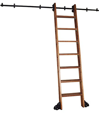 CuNtoHHH Rollleiter-Hardware-Bibliothek, Schiebeleiter-Hardware-Kit + Verlängerungsschiene (ohne Leiter), 3,3 bis 20 Fuß für Zuhause/Innenbereich/Dachboden (Größe: 6,6 Fuß/200 cm Schienen-Kit)