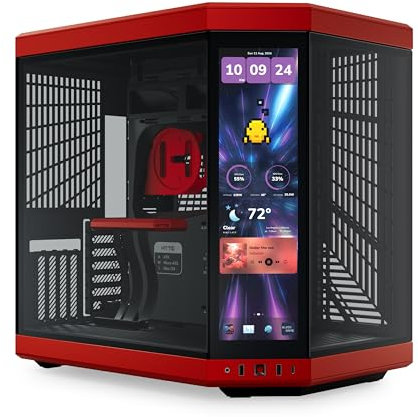 HYTE Y70 Touch Infinite Dual Chamber ATX Mid Tower Modern Aesthetic Case with Integrated 2.5K LCD Touchscreen - Black Cherry