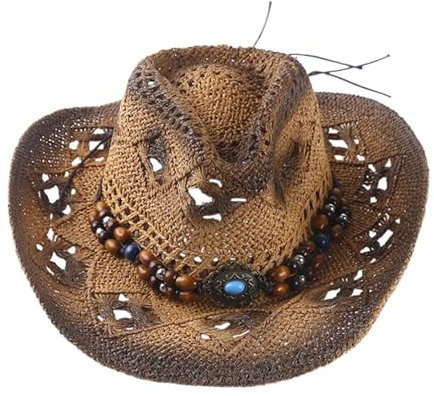 AYWTIUN Sombrero Cowboy Sombrero de Vaquero de Paja Gorras for Hombres Sombreros Mujeres 56-58 cm