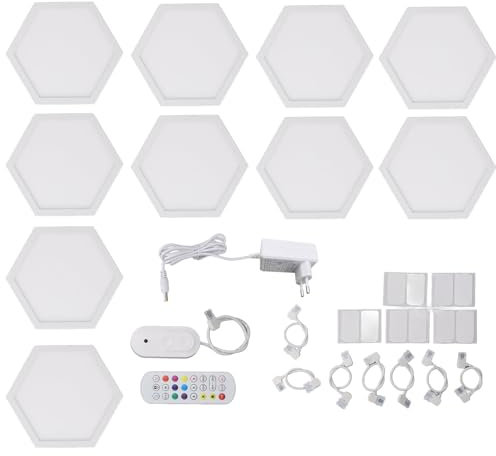 Sechseckige LED-Leuchten, RGB-Hexagon-LED-Wandleuchten, sechseckige Wandleuchten, Gaming-Leuchten mit Musiksynchronisation