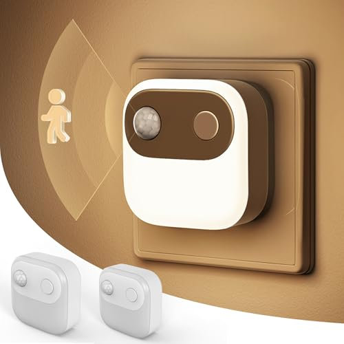 LOHAS-LED Nachtlicht mit Bewegungsmelder, Nachtlicht Steckdose mit Dämmerungsschalter Warmweiß 3000K, 30/60/100lm Helligkeit Einstellbar, für Kinderzimmer, Treppe, Schlafzimmer, 2er-Pack